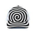 Black And White Swirl Illusion Print White Mesh Trucker Hat