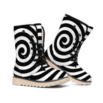 Black And White Swirl Illusion Print Winter Boots