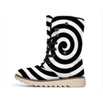 Black And White Swirl Illusion Print Winter Boots