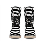 Black And White Swirl Illusion Print Winter Boots