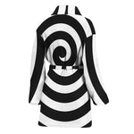 Black And White Swirl Illusion Print Women's Bathrobe
