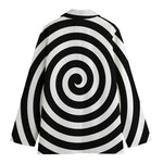 Black And White Swirl Illusion Print Women's Blazer
