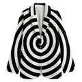 Black And White Swirl Illusion Print Women's Cotton Blazer