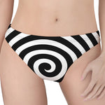 Black And White Swirl Illusion Print Women's Thong