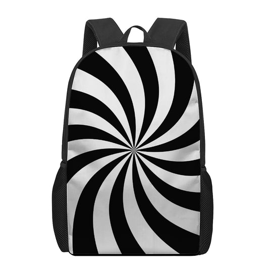 Black And White Swirl Print 17 Inch Backpack