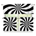 Black And White Swirl Print 3 Piece Kitchen Curtains