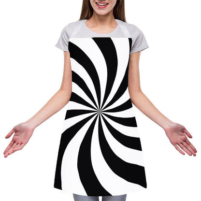 Black And White Swirl Print Adjustable Apron