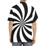 Black And White Swirl Print Aloha Shirt