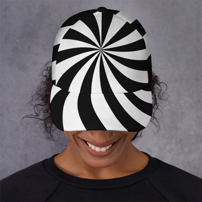 Black And White Swirl Print Baseball Cap