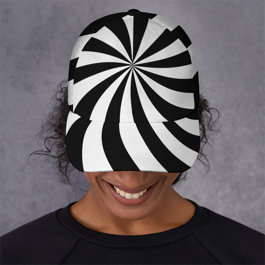 Black And White Swirl Print Baseball Cap