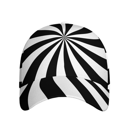 Black And White Swirl Print Baseball Cap