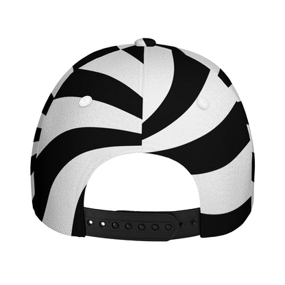 Black And White Swirl Print Baseball Cap