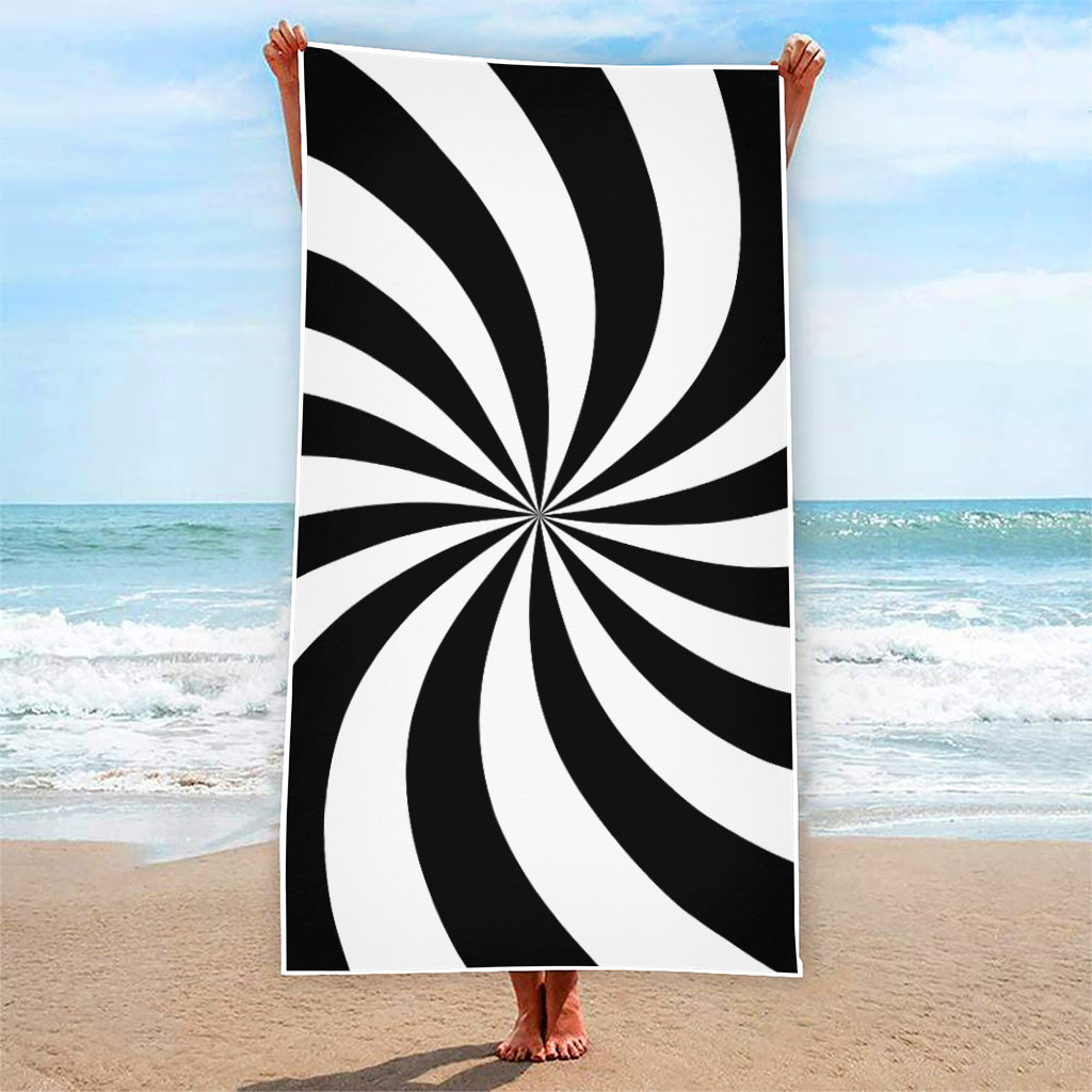 Black And White Swirl Print Beach Towel