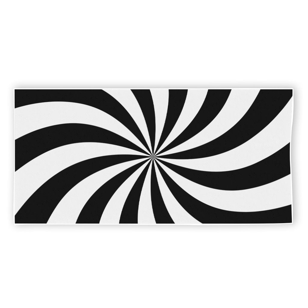 Black And White Swirl Print Beach Towel
