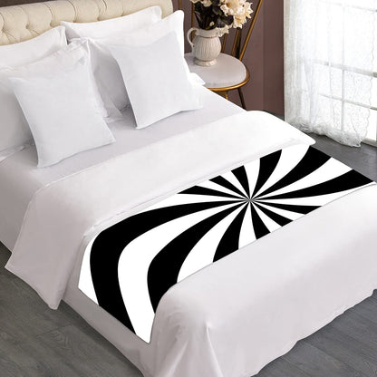 Black And White Swirl Print Bed Runner