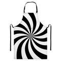 Black And White Swirl Print Bib Apron With Pocket