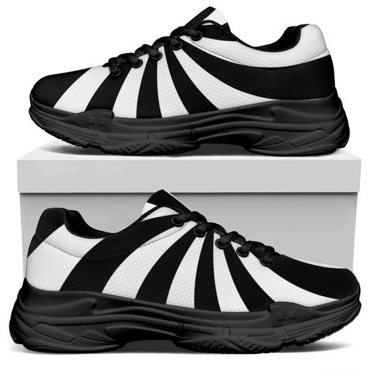 Black And White Swirl Print Black Chunky Shoes