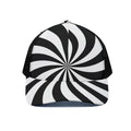 Black And White Swirl Print Black Mesh Trucker Hat