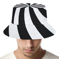 Black And White Swirl Print Bucket Hat
