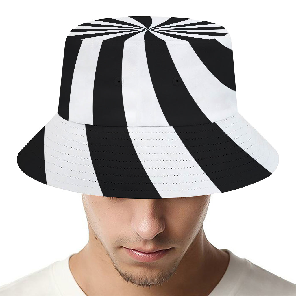 Black And White Swirl Print Bucket Hat