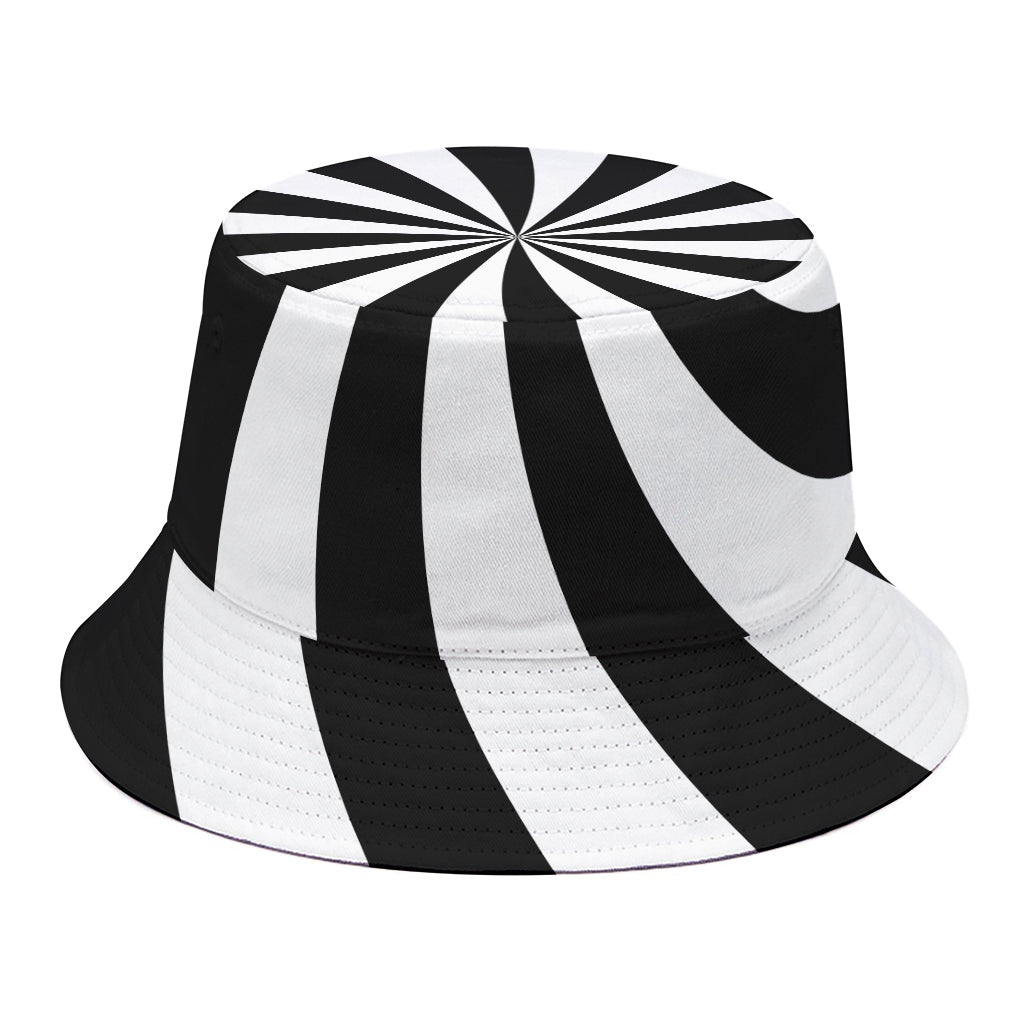 Black And White Swirl Print Bucket Hat