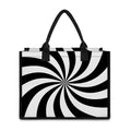 Black And White Swirl Print Canvas Tote Bag