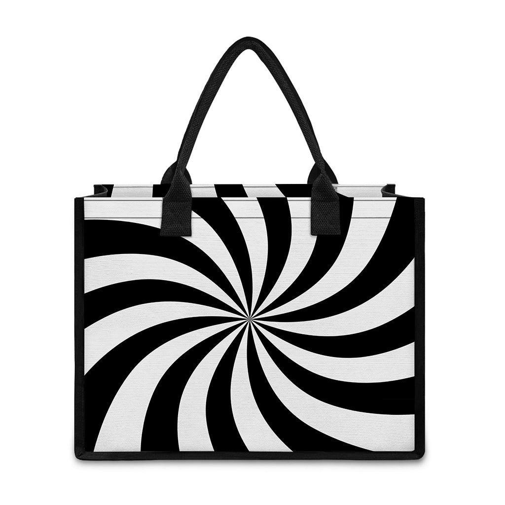 Black And White Swirl Print Canvas Tote Bag