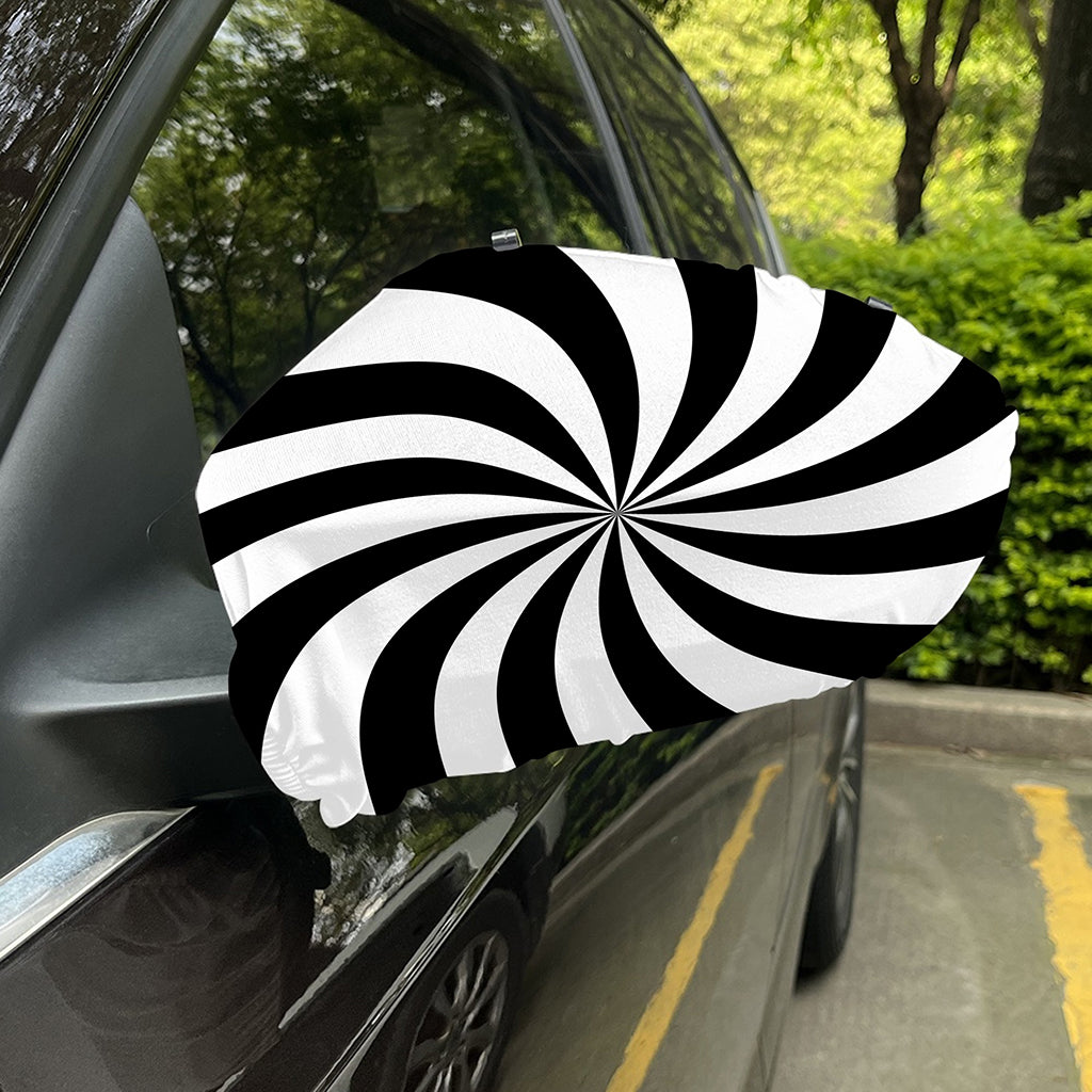 Black And White Swirl Print Car Side Mirror Covers