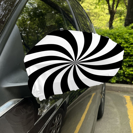 Black And White Swirl Print Car Side Mirror Covers