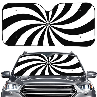 Black And White Swirl Print Car Windshield Sun Shade
