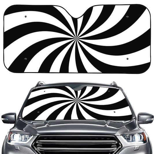 Black And White Swirl Print Car Windshield Sun Shade