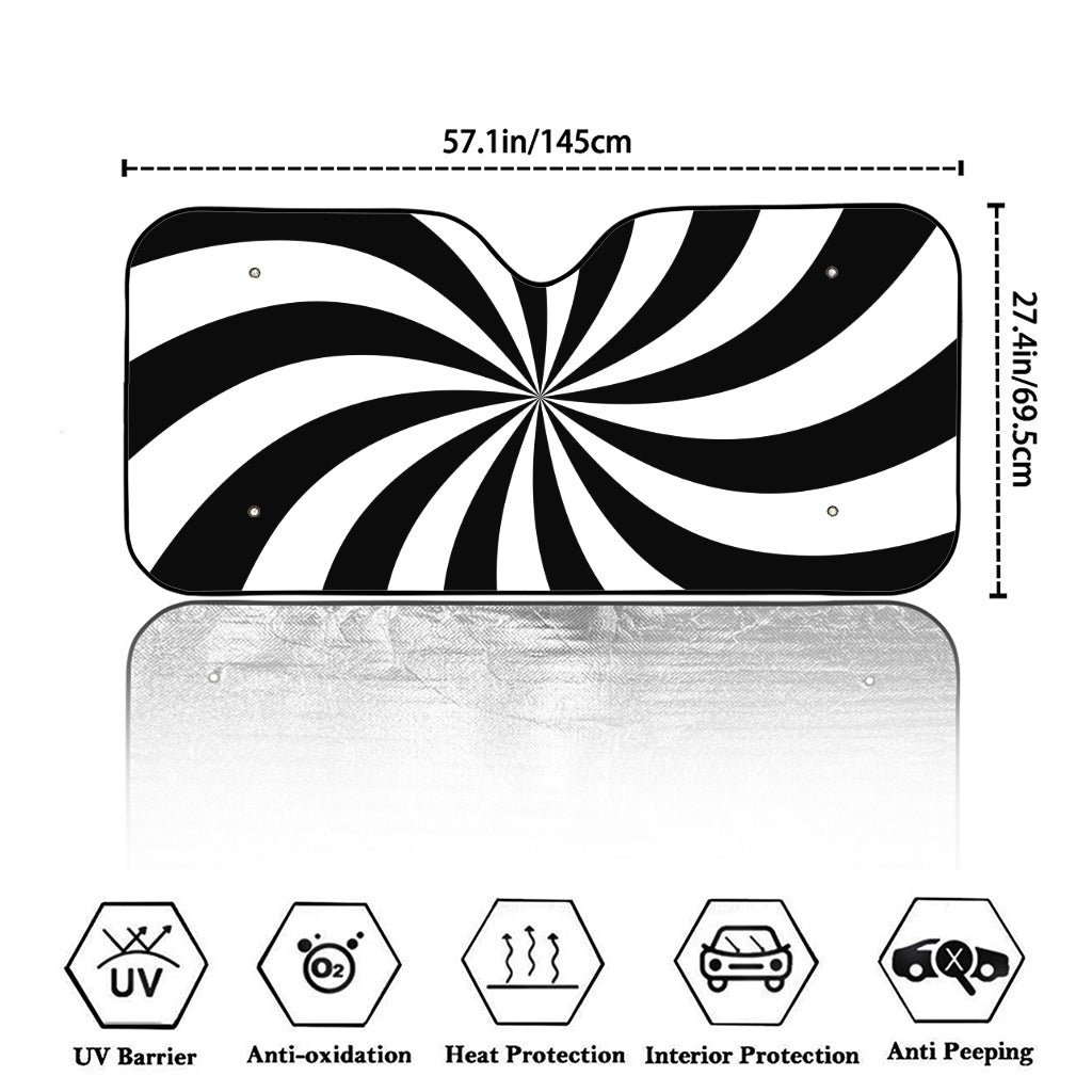 Black And White Swirl Print Car Windshield Sun Shade
