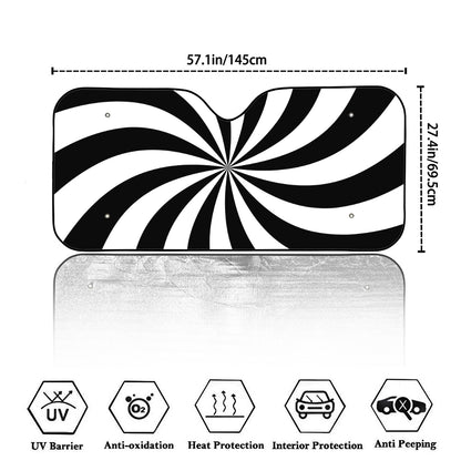 Black And White Swirl Print Car Windshield Sun Shade