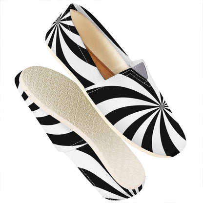 Black And White Swirl Print Casual Shoes