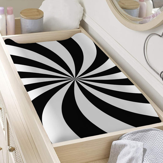 Black And White Swirl Print Changing Pad Cover