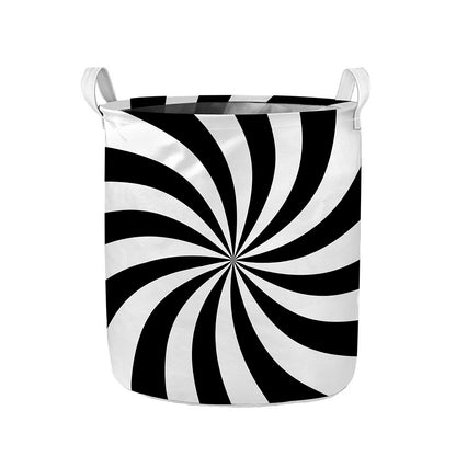 Black And White Swirl Print Collapsible Laundry Basket