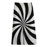 Black And White Swirl Print Cotton Front Slit Maxi Skirt