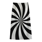 Black And White Swirl Print Cotton Front Slit Maxi Skirt