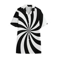 Black And White Swirl Print Cotton Hawaiian Shirt
