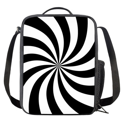 Black And White Swirl Print Crossbody Lunch Bag