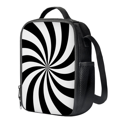 Black And White Swirl Print Crossbody Lunch Bag