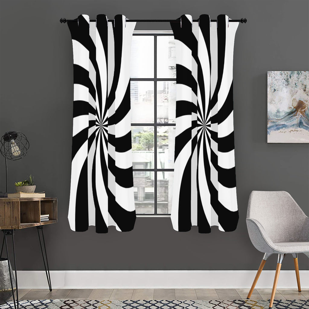 Black And White Swirl Print Curtain