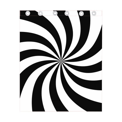 Black And White Swirl Print Curtain