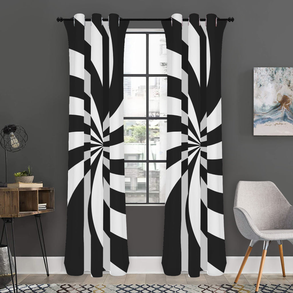 Black And White Swirl Print Curtain