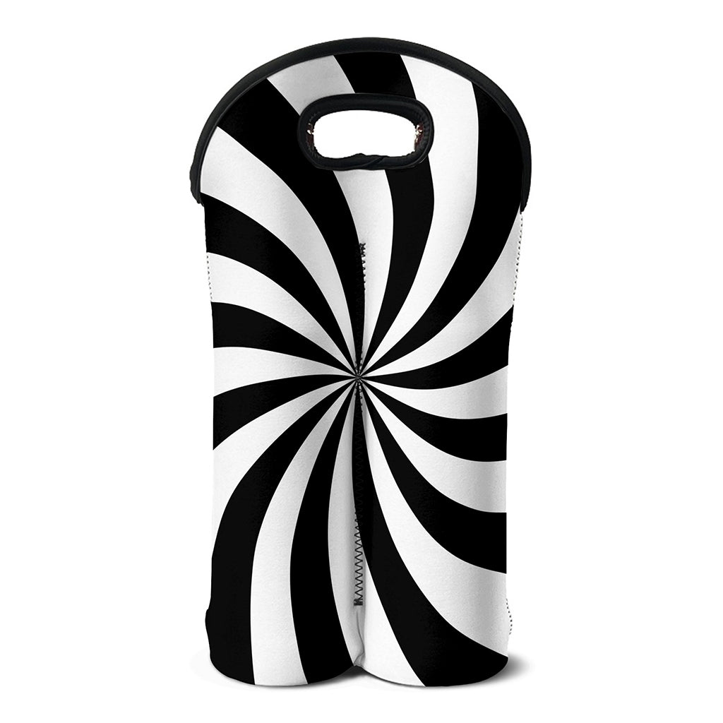 Black And White Swirl Print Double Neoprene Wine Tote