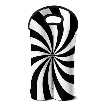 Black And White Swirl Print Double Neoprene Wine Tote
