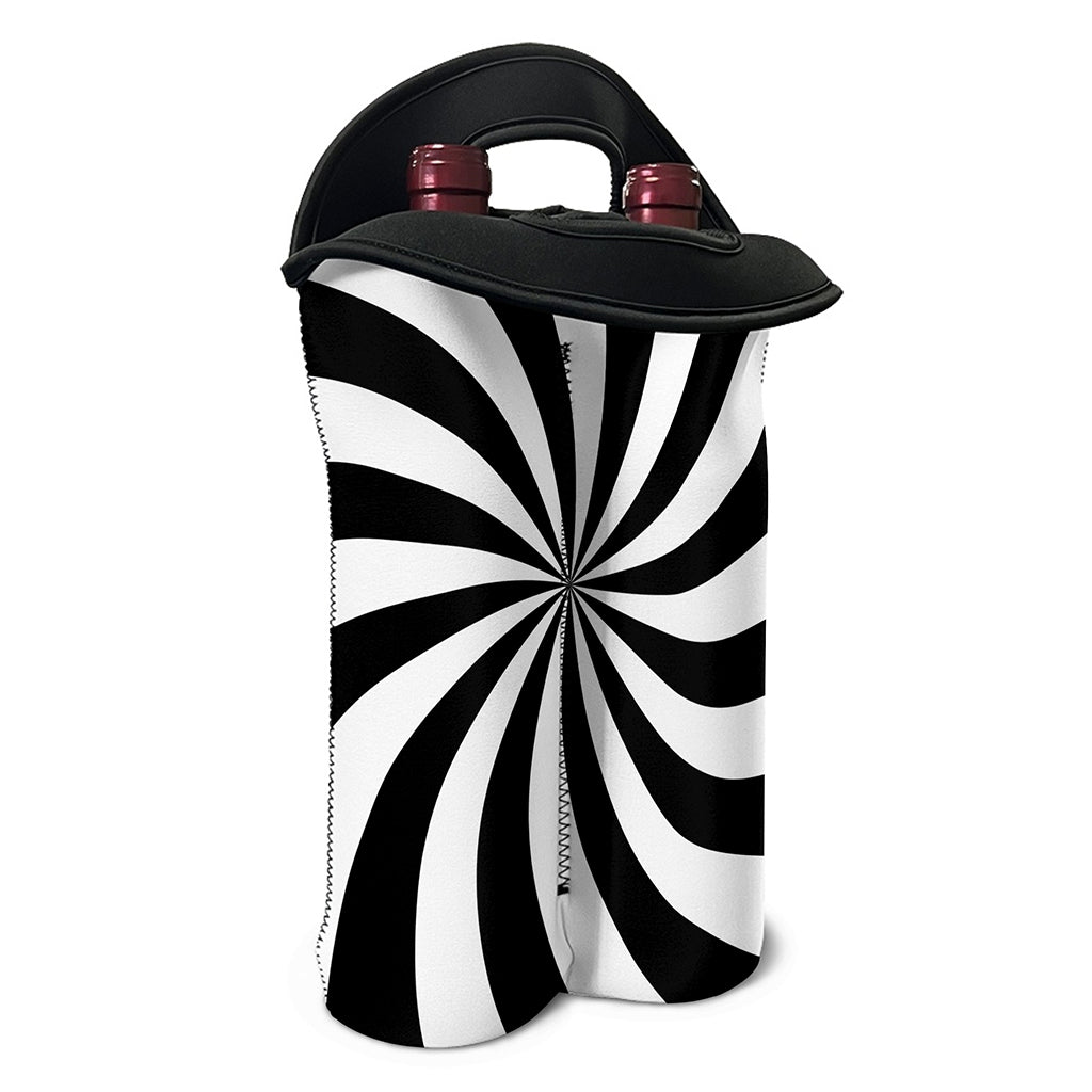 Black And White Swirl Print Double Neoprene Wine Tote