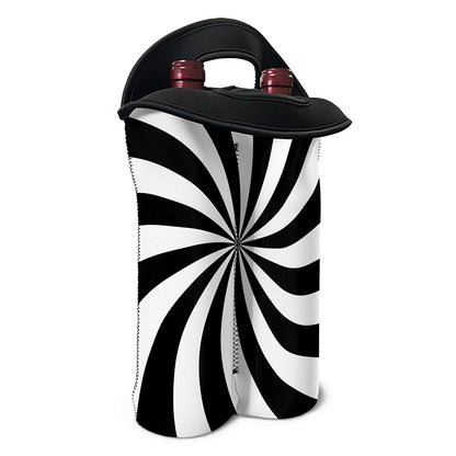 Black And White Swirl Print Double Neoprene Wine Tote