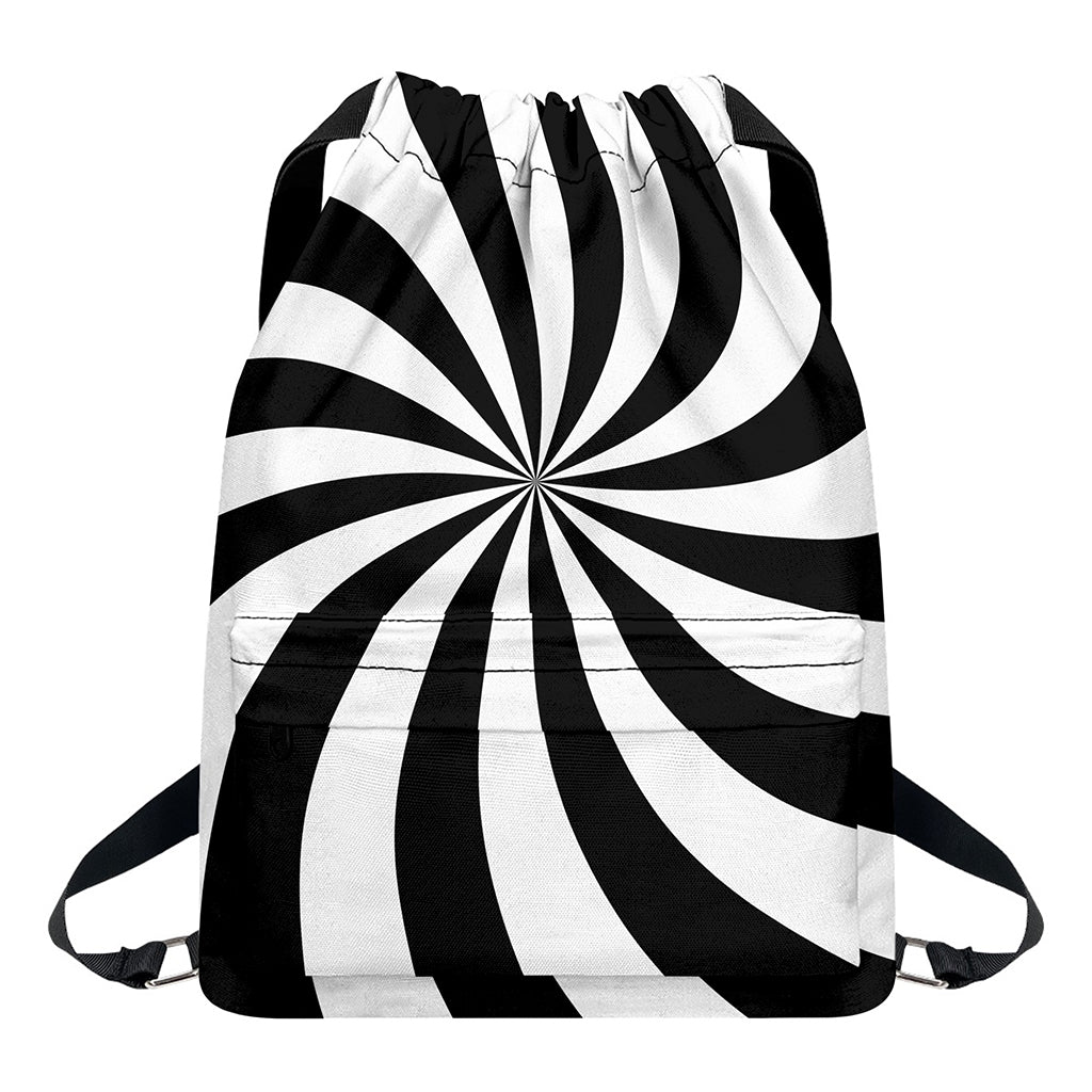 Black And White Swirl Print Drawstring Backpack