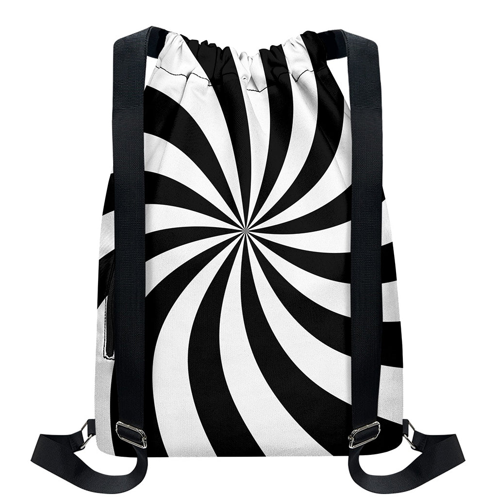 Black And White Swirl Print Drawstring Backpack